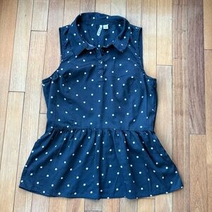 Elle Navy and White Polka Dot Blouse